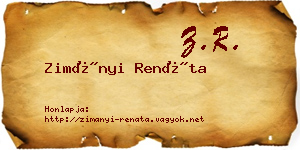 Zimányi Renáta névjegykártya